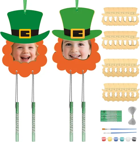 Miniatura 12 de Fennoral Paquete de 12 carillones de viento, manualidades de primavera para niños, artes y manualidades de madera para niñas y niños, haz tus Hueso