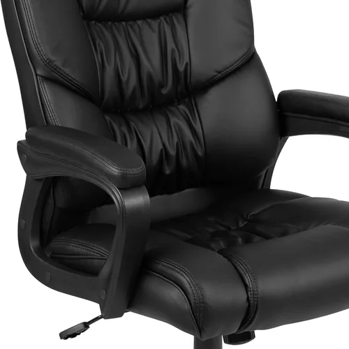 Miniatura 17 de Flash Furniture Fundamentals - Silla giratoria grande y alta de LeatherSoft para oficina y juegos, silla de oficina ergonómica con reposabrazos Negro