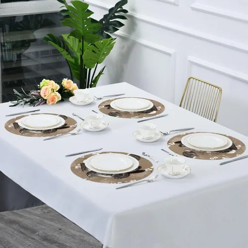 Miniatura 7 de Manteles individuales de conejo blanco y negro, almohadillas resistentes al calor para mesa de comedor, manteles individuales circulares lavables