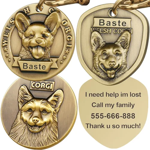Miniatura 17 de Etiquetas para Perros Golden Retriever Personalizadas para Mascotas Etiqueta de Identificación de Nombre de Perro Grabada Personalizada de Cobre 023