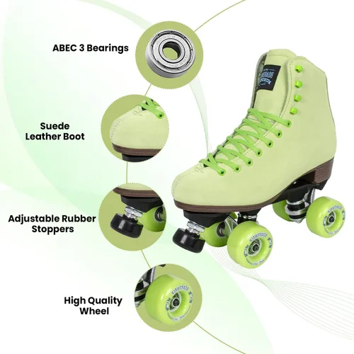 Miniatura 4 de Sure-Grip Boardwalk - Patines de ruedas unisex para exteriores con botas de cuero retro y ruedas 82A Limonero