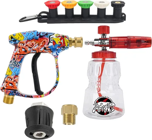 Miniatura 10 de Pistola de pulverización de agua a presión y cañón de espuma de 32 onzas, kit de pistola de agua para lavadora eléctrica compatible con Bosch