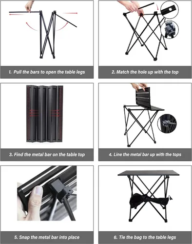 Miniatura 6 de MSSOHKAN Mesa de camping plegable portátil de aluminio ligero bolsa de transporte playa al aire libre senderismo picnic barbacoa cocina comedor
