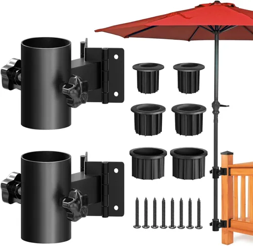 Miniatura 7 de Soporte de acero inoxidable para sombrilla de patio, resistente (se adapta a sombrillas de hasta 2 pulgadas), base de sombrilla de patio, se puede
