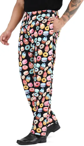 Pantalones de chef unisex impresos 100% algodón para hombres y mujeres, pantalones de chef con cordón para servicio de alimentos, panaderos y