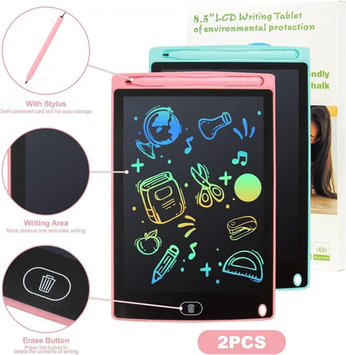 Miniatura 3 de Tableta de escritura LCD, 2 paquetes de almohadillas de dibujo para niños de 3, 4, 5, 6 años, 8.5 pulgadas, líneas coloridas, garabatos, juguetes