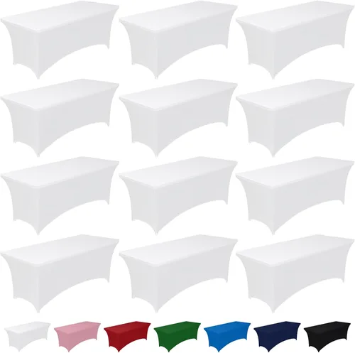 Miniatura 20 de Pureegg - Juego de 2 manteles de elastano ajustables de 1,2 m para mesas rectangulares, mantel elástico y sin arrugas para mesa de masajes, fiestas