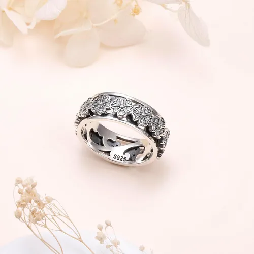 Miniatura 6 de Ladytree Anillo giratorio para aliviar la ansiedad con margaritas You Are My Sunshine Flower Fidget Ring de plata esterlina TDAH para aliviar