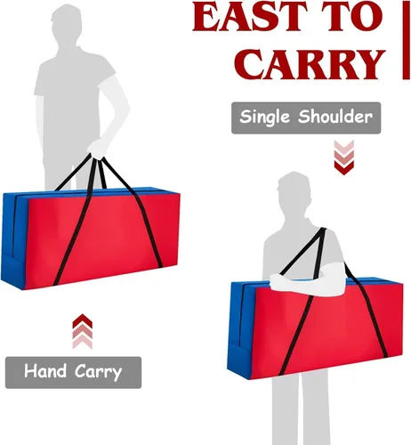 Miniatura 5 de COSTWAY Juego gigante gigante de 4 en puntuación con bolsa de transporte, juego de 2.5 pies para interiores y exteriores con aro de baloncesto