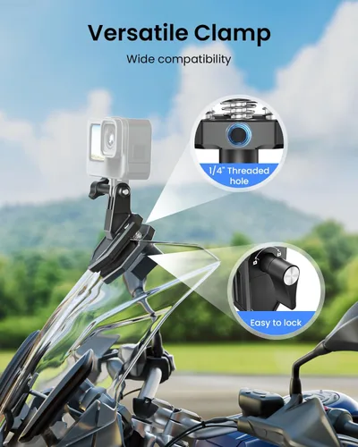 Miniatura 5 de Soporte de cámara con clip para parabrisas de motocicleta para Insta360 X5/X4/X3 para GoPro para DJI Osmo Action Soporte de motocicleta