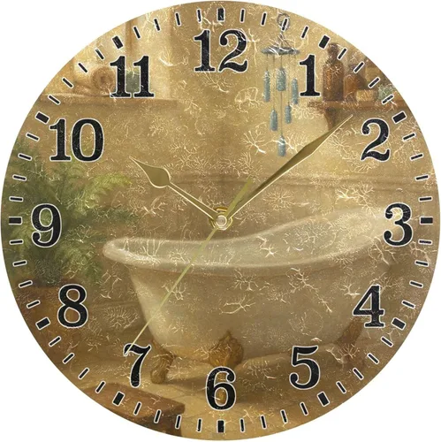 Miniatura 38 de JUNZAN Reloj de bañera con vino romántico espumoso y velas, reloj de pared silencioso de 10 pulgadas, pequeño reloj redondo, decoración de cocina