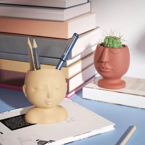 Miniatura 5 de Nicole Face Cement Flower Pot Mold Nordic Style Horcrete Mold Abstract Design Plant Flower Pot Molde de silicona SH0613
