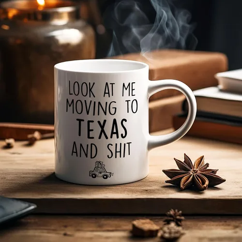 Miniatura 6 de Sweet & Salty Taza con texto en inglés «Look at Me Moving to Texas», regalos de bienvenida a Texas, regalo divertido para amigos que se mudan fuera