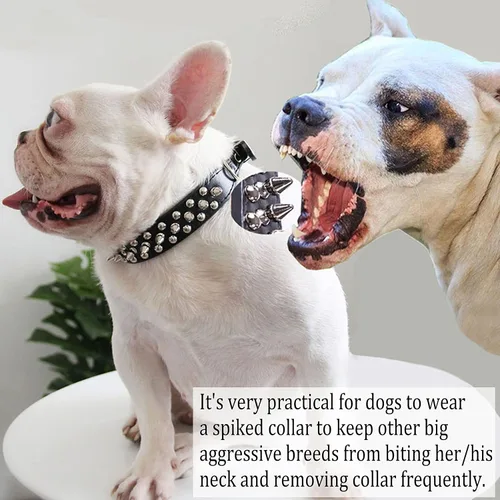 Miniatura 3 de TEEMERRYCA - Collares de piel de microfibra ajustables con tachuelas para perros, con pelota chillona de regalo, para mascotas pequeñas, medianas