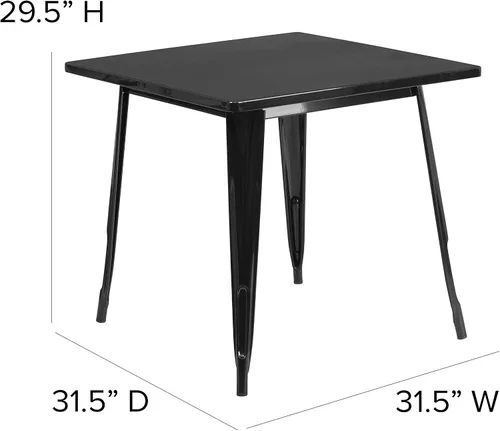 Miniatura 2 de Merrick Lane Nash - Mesa de comedor para interiores y exteriores, acabado con recubrimiento en polvo negro, parte superior cuadrada de 31.5