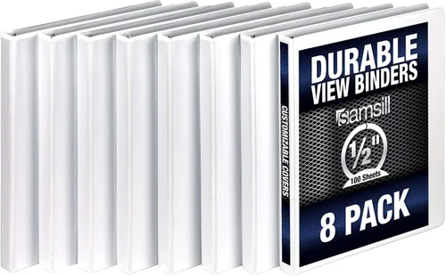 Miniatura 20 de Samsill Carpeta duradera de 0.5 pulgadas, fabricada en los Estados Unidos, carpeta transparente personalizable con anillos redondos, color negro