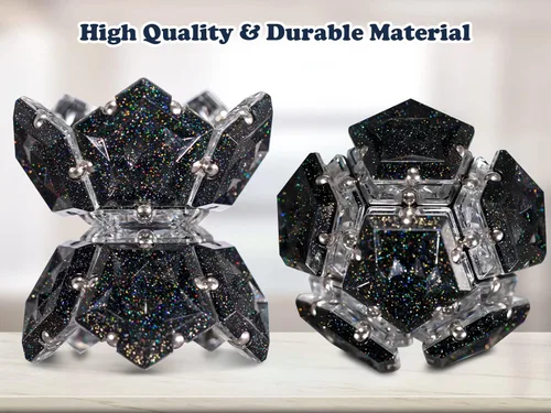 Miniatura 5 de Esferas magnéticas antiestrés con imanes - Bolas de cristal negro con brillo holográfico - Juguetes antiestrés magnéticos - Juego de 12 piezas
