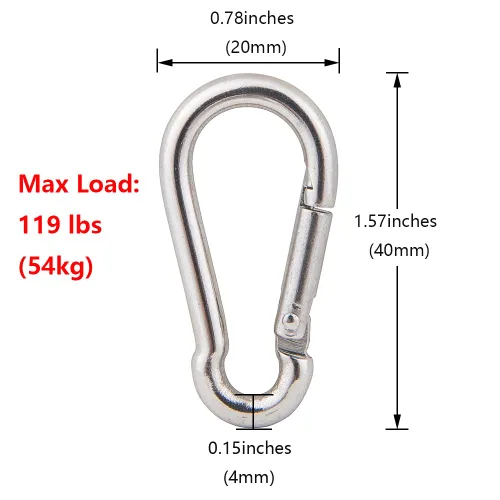 Miniatura 5 de 2 piezas de bloque de polea simple de acero inoxidable 304 M15, cable de alambre colgante rueda de remolque, con 2 piezas de ganchos de resorte a