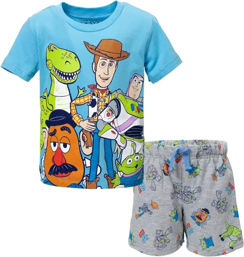 Disney Pixar Cars Mickey Mouse King Toy Story Buzz Lightyear - Conjunto de camiseta gráfica y pantalones cortos de rizo francés