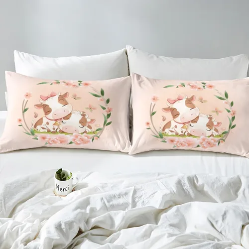 Miniatura 13 de Erosebridal Juego de sábanas de tamaño individual con diseño de gatos y gatos, con temática de animales, con flores coloridas, juego de sábanas