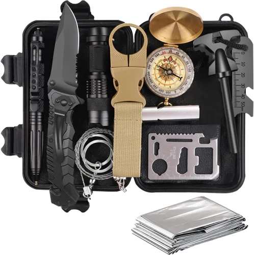 Gifts for Men Dad Husband Him Fathers Day, Survival Kit, Emergency Survival Gear and Equipment 14 in 1, Anniversary Birthday Gifts for Him