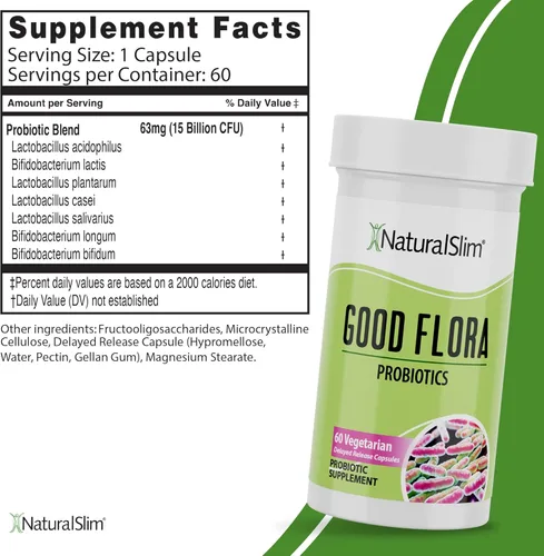 Miniatura 3 de NaturalSlim Good Flora - Probióticos para la salud digestiva, flora intestinal y apoyo inmunológico con probiótico Lactobacillus Acidophilus 7