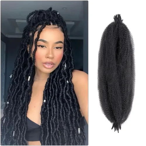 Miniatura 10 de ROKTRESS Cabello afro Spring Twist de 16 pulgadas, 8 paquetes de cabello trenzado Marley Twist para rastas sintéticas, extensiones de cabello 1b