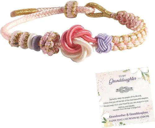 Miniatura 3 de Pulsera de nudo de cereza con texto en inglés «To My Granddaughter A Link That Can Never Be Undone», pulsera para nieta de la abuela, ajustable
