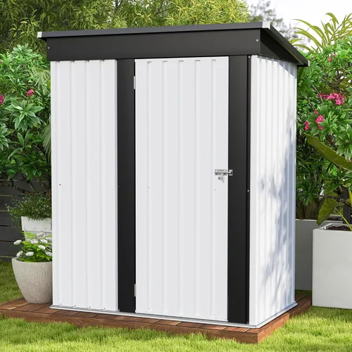 Miniatura 16 de Patiowell Cobertizo de almacenamiento al aire libre de 5 x 3 pies, cobertizo de herramientas con techo inclinado y puerta con cerradura, cobertizo