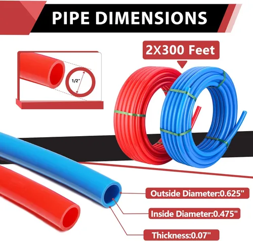 Miniatura 2 de EFIELD Tubo Pex-b de 1/2 pulgada y 2 x 50 pies, certificado NSF para agua potable, agua caliente/fría, azul y rojo de 100 pies de longitud