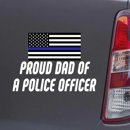 Calcomanía para parachoques de pared, color blanco, para coche, computadora portátil, diseño de orgulloso papá de un oficial de policía, DesD22
