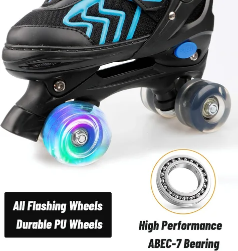Miniatura 2 de Patines de ruedas ajustables para niños, para hombres, mujeres y niñas, con 8 ruedas de iluminación, para interiores y exteriores, patines