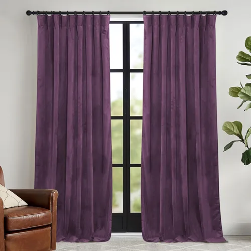 Miniatura 33 de RYB HOME Cortinas elegantes de terciopelo verde de 108 pulgadas de largo, bloqueo de luz, aislamiento térmico, elegantes cortinas de terciopelo