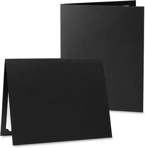 Miniatura 3 de Carpetas de certificado color negro liso – Paquete de 25, cubierta de lino de 80 libras, plegadas, esquinas troqueladas, para oficina, premios