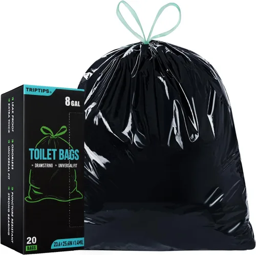 TRIPTIPS Bolsas de Inodoro Portátiles con Cordón, Bolsas de Inodoro para Camping, Bolsas de Desechos de Inodoro a Prueba de Fugas, Forros de