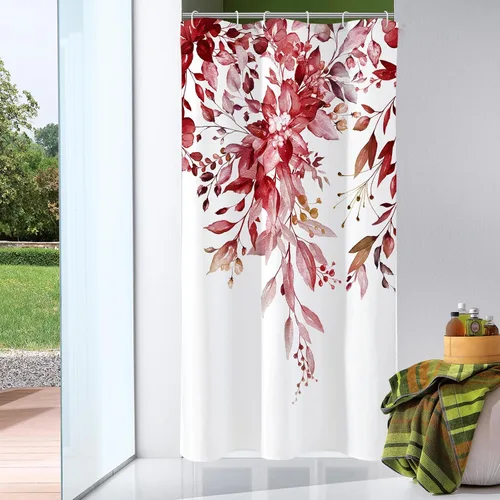 Miniatura 41 de Gibelle - Cortina de ducha de eucalipto marrón, hojas de plantas de acuarela con diseño floral, juego de cortina de ducha con ganchos, 72 x 72