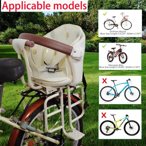 Miniatura 5 de Asiento trasero para bicicleta para niños, relleno extraíble cerrado para niños de 6 meses a 6 años Mounted Child Bike Seat Wraparound Attachment