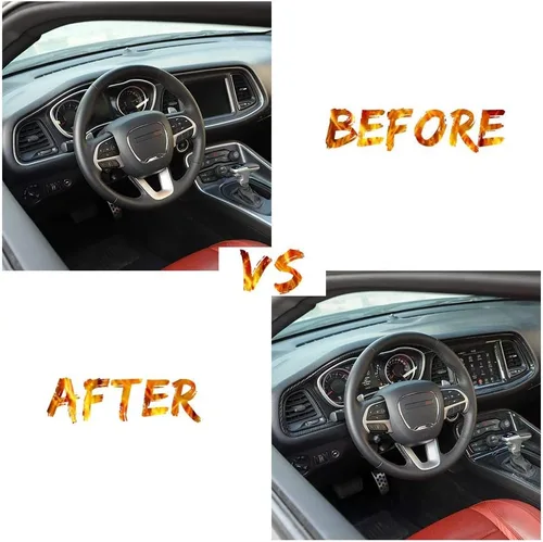 Miniatura 4 de JeCar Marco de tablero panel de mando compartimento central, accesorio decorativo interior compatible con Dodge Challenger 2015-2023, textura