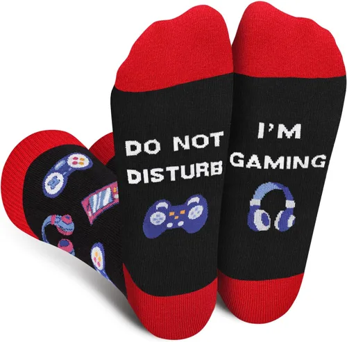 Miniatura 28 de AGRIMONY Calcetines divertidos con texto en inglés «Do Not Disturb Gaming» para hombres, mujeres, adolescentes, niños, Pascua, padres, cumpleaños