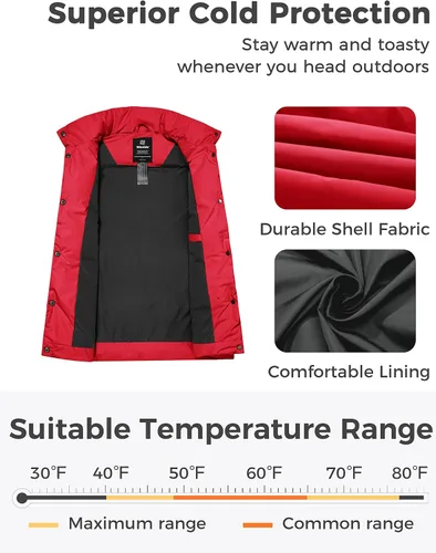 Miniatura 3 de Wantdo Chalecos acolchados para mujer, chaleco de invierno grueso, chaleco de burbujas cálido, abrigo de invierno