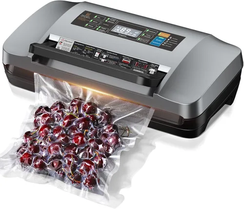Máquina selladora al vacío de 95 kpa, sellador de alimentos automático comercial, potente sistema de sellado con doble sellado térmico,