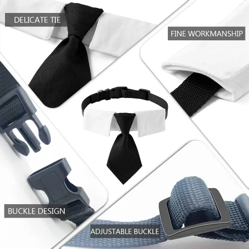 Miniatura 2 de Collar ajustable para perros pequeños, medianos y grandes, corbata de cumpleaños para perros (mediano, cuadros rojos/negros)