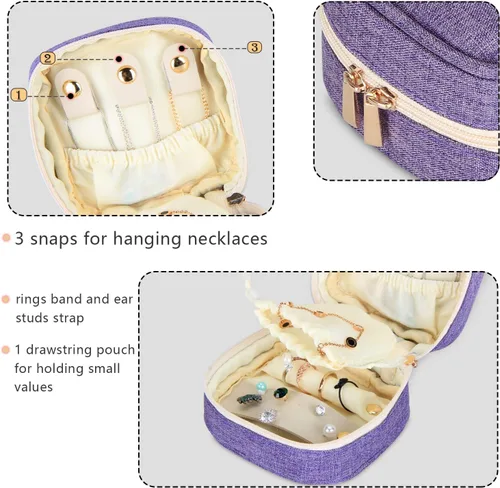 Miniatura 2 de Teamoy Pequeño estuche de viaje para joyas, caja organizadora portátil para joyas, aretes, anillos, collares, perfecto para mujeres, regalo del día