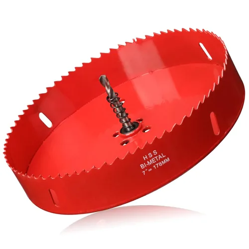 Miniatura 18 de Sierra de agujero de 4 1/8” (105mm) para madera y plástico, broca de corte de núcleo de sierra de agujero HSS bimetálica para paneles de yeso, Rojo