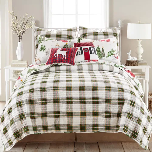 Miniatura 5 de Levtex Home - Juego de edredón Tatum Pines - Edredón de vacaciones King/Cal King de 106 x 92 pulgadas y dos fundas de almohada King de 20 x 36