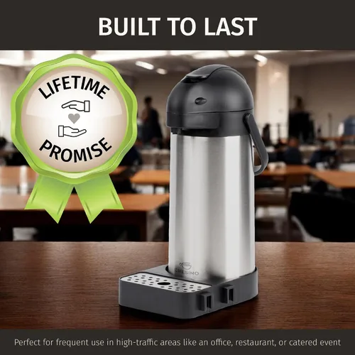Miniatura 9 de Dispensador de café Airpot con bomba y bandeja - Jarra de café de 102 oz/3L con bomba - Dispensador de bebidas calientes de 12 horas para fiestas