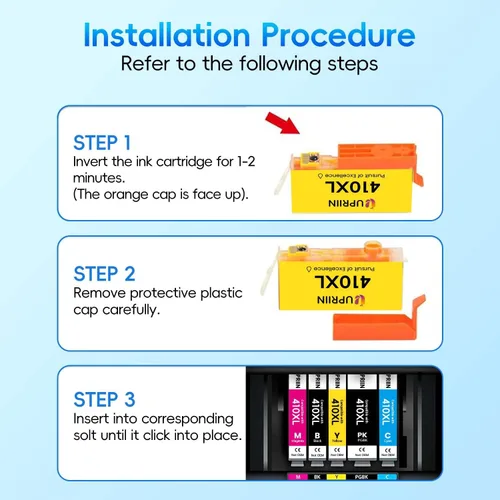 Miniatura 5 de Compatible con cartuchos de tinta 410XL, paquete de 5 cartuchos de tinta premium de alta capacidad remanufacturados de repuesto para cartuchos