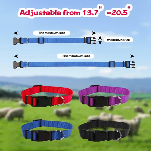 Miniatura 2 de Juego de 4 collares de cabra con campana, collar de nailon ajustable y campanas de cobre para pastoreo, animales de granja, antipérdida