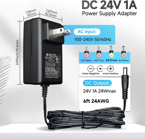 Miniatura 5 de Adaptador de fuente de alimentación de 24 V 1 A, 24 V, 1000 mA, 500 mA, adaptador de fuente de alimentación de conmutación de CA/CC para tira LED