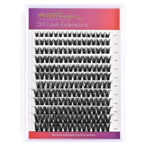 Miniatura 7 de Extensiones de pestañas de ojo ancho, 96 unidades, extensiones de pestañas individuales, rizo D, banda ancha (LC08, mezcla de 0.315 a 0.630 pulgadas)